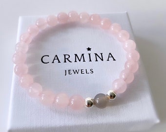 Rose Quartz bracelet, Rose Quartz beaded bracelet, yoga bracelet, healing bracelet