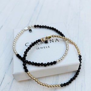 Black spinel bracelet, healing bracelet, Crystal bracelet, black spinel, tiny beaded bracelet, Semi precious beaded bracelet