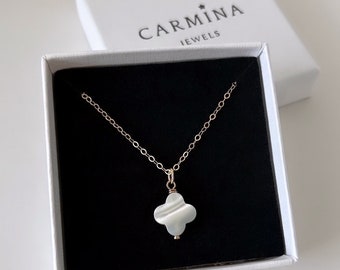 Clover pendant, mother of pearl necklace, quatrefoil pendant, silver pendant, clover necklace, Sterling Silver pendant