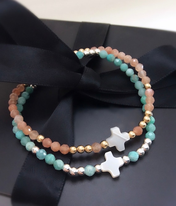 Greek Cross Bracelet Amazonite Bracelet Mykonos Bracelet
