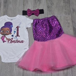 Girls bubble guppies inspired birthday outfit!