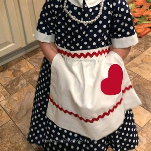 Retro blue and white polka dot dress