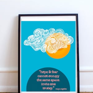 8.5&quot; x 11&quot; Hope and Fear Cannot Occupy the Same Space, Invite One to Stay, Maya Angelou Quote Digital Download