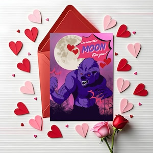Werewolf Valentine Card Werewolf Valentines Horror Valentines Card Spooky Valentine Valloween Card Gothic Valentine Wolfman Anniversary Card