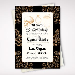 Til death do us party Bachelorette Invitation Til Death Do Us Part Bridal Shower Invite Bride or Die Bachelorette Gothic Bachelorette invite