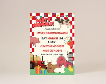 Einladung zum Geburtstag vom Bauernhof: Tiere auf dem Bauernhof Party (Digitaler Download)