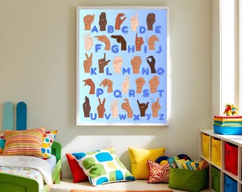ASL Alphabet Poster: Educational Classroom Art Print (Digital Download)