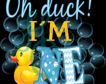 Digital Design- Duck Birthday PNG- Sublimation- Clipart- Duck First Birthday- Rubber Duckie Birthday - Duck Birthday - Oh Duck BUNDLE BLUE
