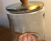 Vintage Glass Humidor Tobacco Jar with Brass Lid