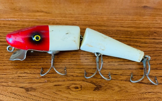 Vintage Wooden Paw Paw Jointed Fishing Lure With Attached Hardware