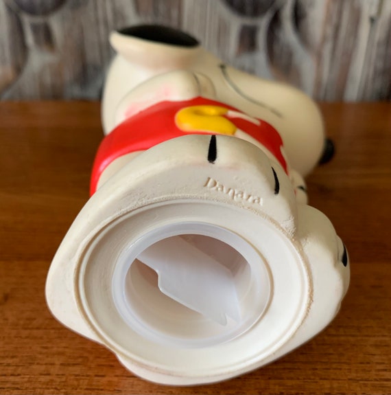 Vintage Snoopy as a Baby in a Diaper Plastic Coin Bank by Danara