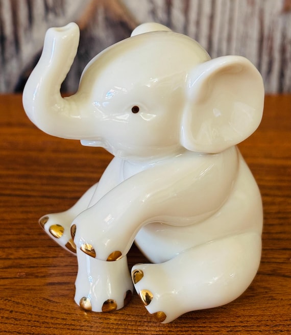 Vintage Lenox Ivory and 24 Karat Gold Elephant Porcelain Figurine