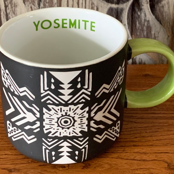 Vintage Yosemite National Park Ceramic Coffee Mug with Native Design