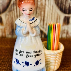 Vintage Enesco Prayer Lady Ceramic Figurine Toothpick Holder - Etsy