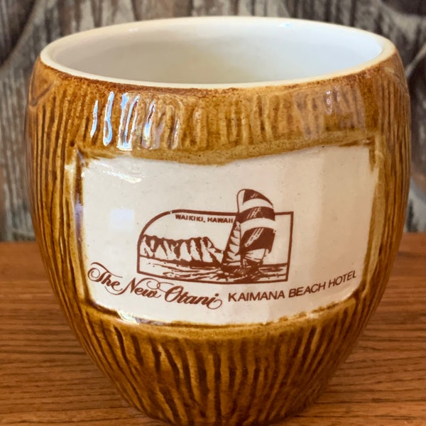 Vintage The New Otani/Kaimana Beach Hotel TIKI Coconut Designed Pottery Mug by DAGA