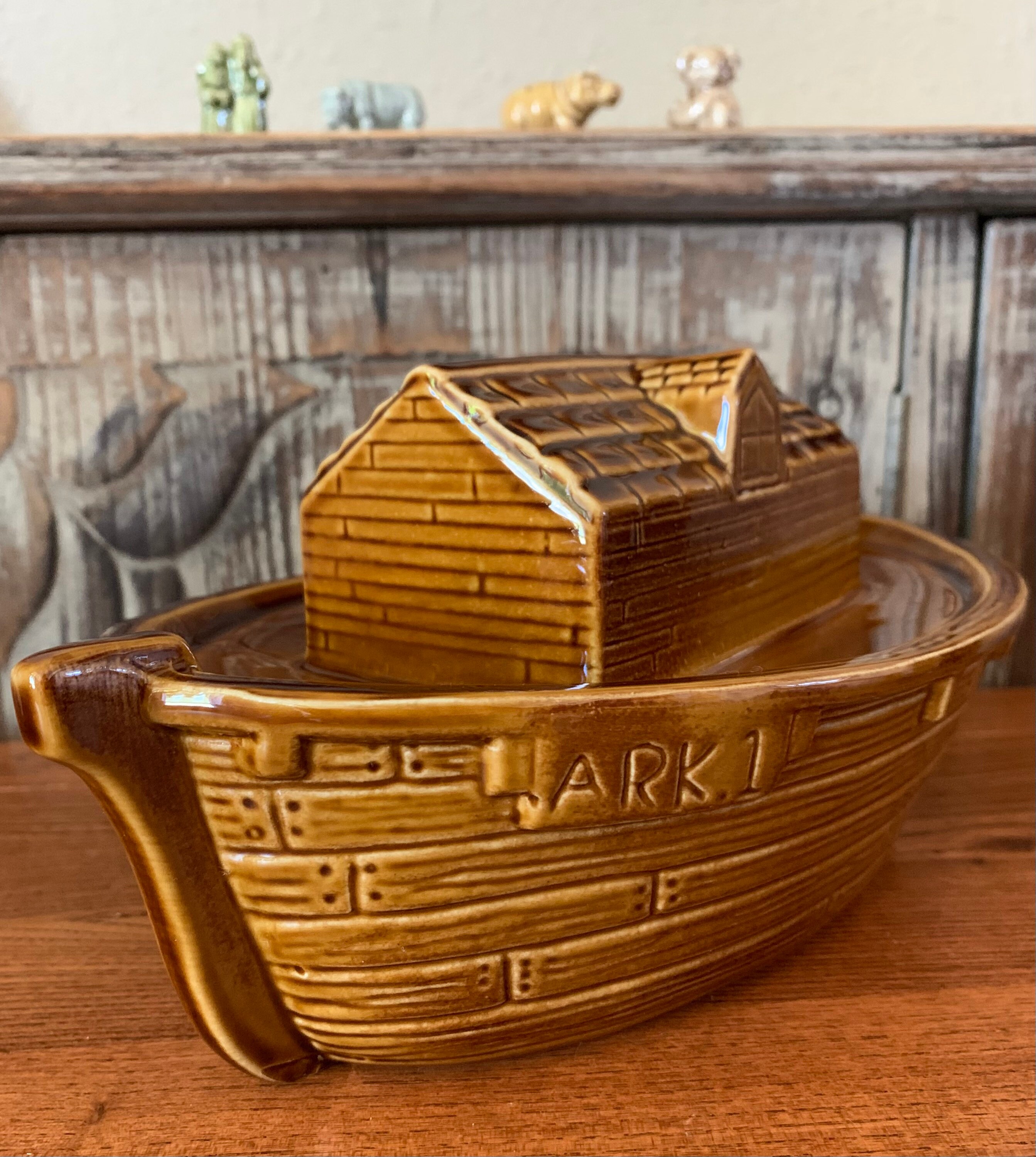 Vintage Wade Noahs Ark Porcelain Boat With 4 Wade Whimsies Etsy