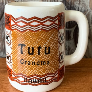 Vintage Hawaiian KavaCraft Grandma/Tutu Hand-Painted Ceramic Coffee Mug