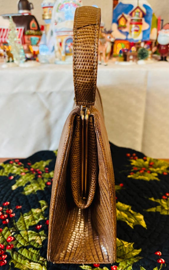 Vintage Authentic Python Snakeskin Frame Box Hand… - image 6