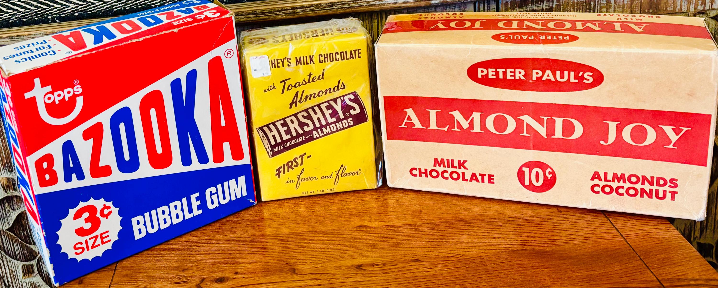 Vintage BAZOOKA/ Hersheys Milk Chocolate or Almond Joy (empty
