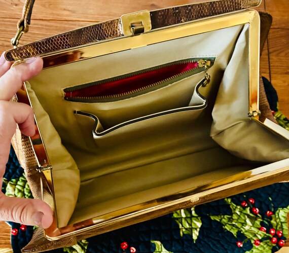 Vintage Authentic Python Snakeskin Frame Box Hand… - image 2