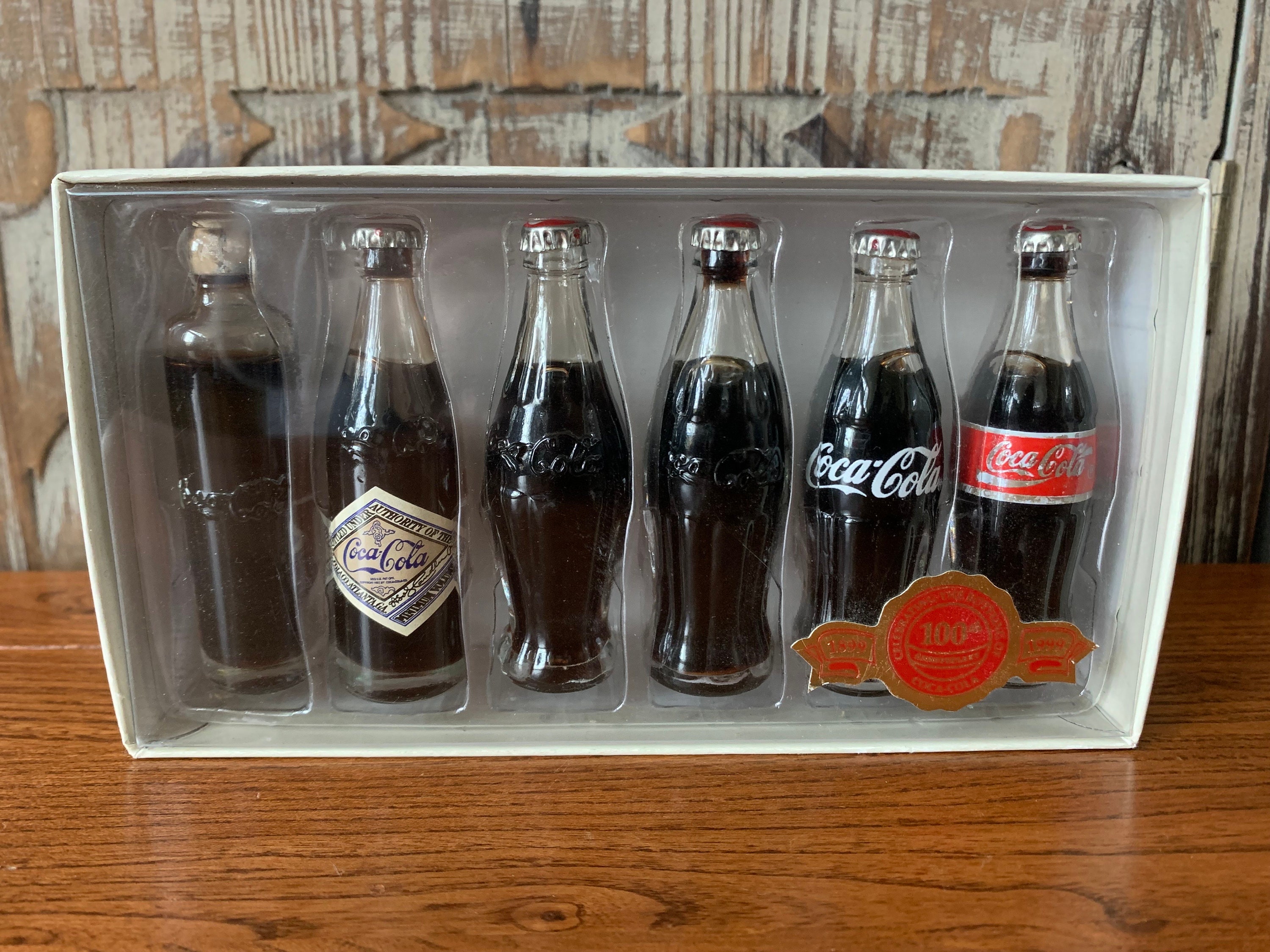 Vintage Miniature Coca-cola Bottles 100th Anniversary Glass