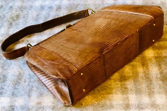 Vintage Authentic Python Snakeskin Frame Box Hand… - image 3