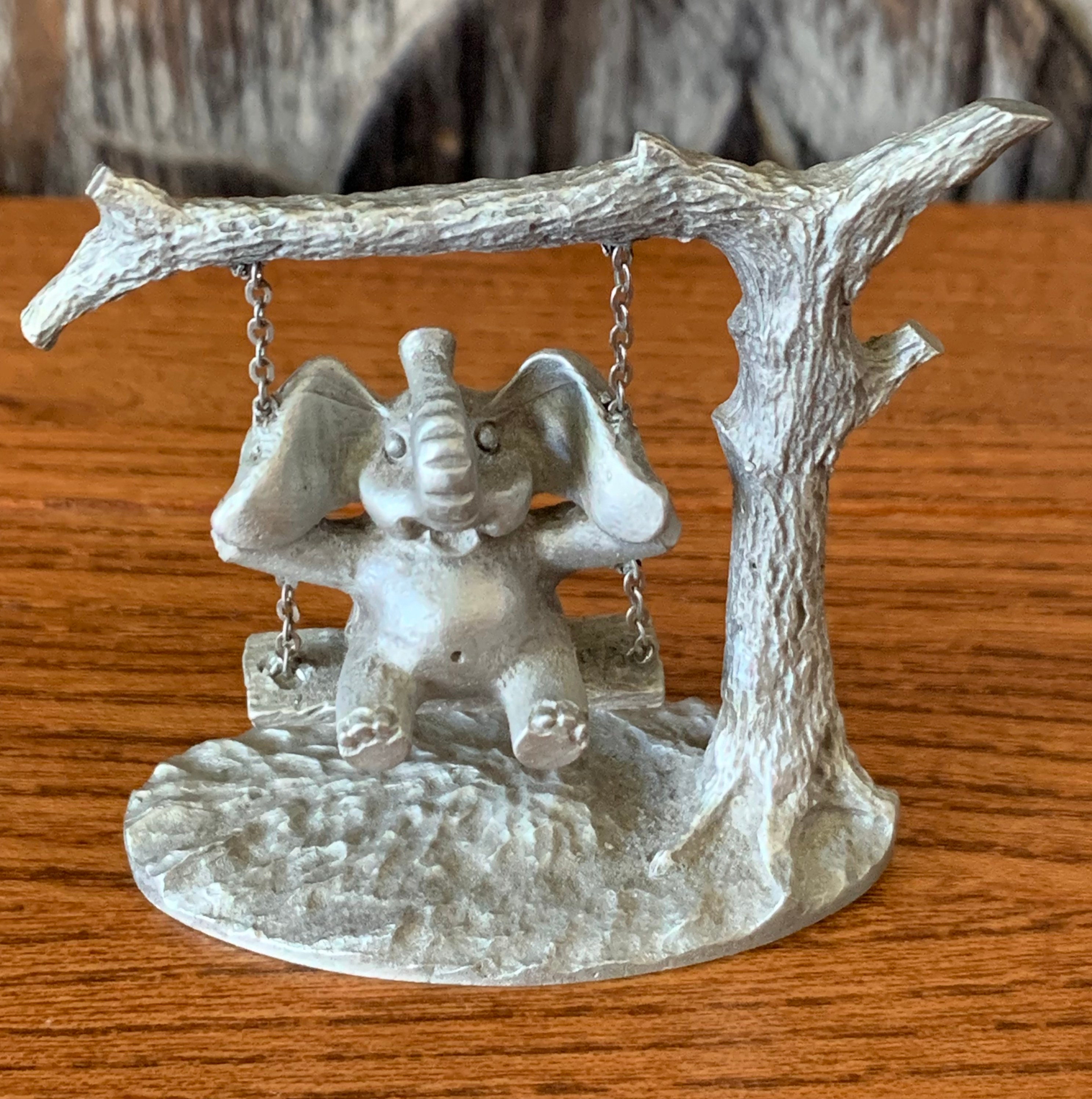 Vintage Spoontiques Collectable #392 Pewter Elephant Swinging on