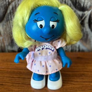 Vintage Smurfette Posable Figure with Dress and Shoes by Applause - 1983