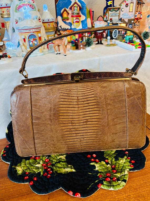 Vintage Authentic Python Snakeskin Frame Box Hand… - image 5