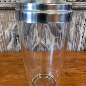 Vintage Mr. Bartender Glass Cocktail Shaker with Stainless Steel Lid and Cap