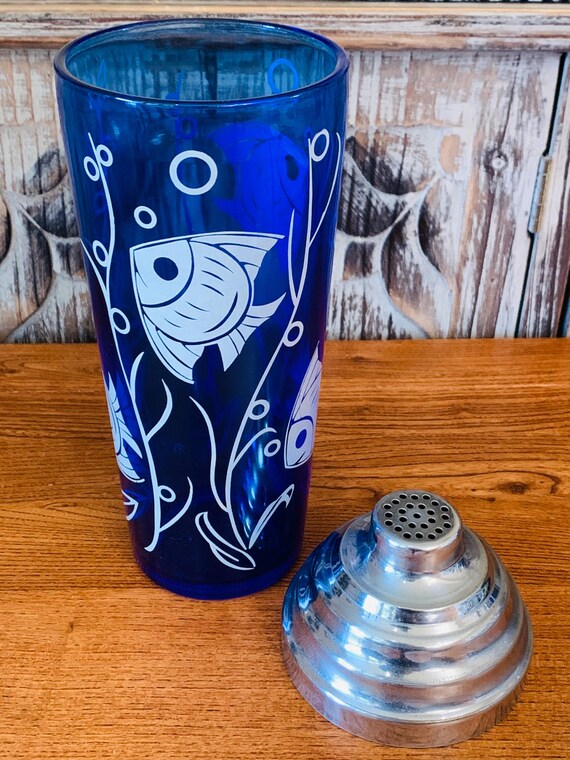 Vintage Hazel Atlas Cobalt Blue Cocktail Shaker – Angel Fish