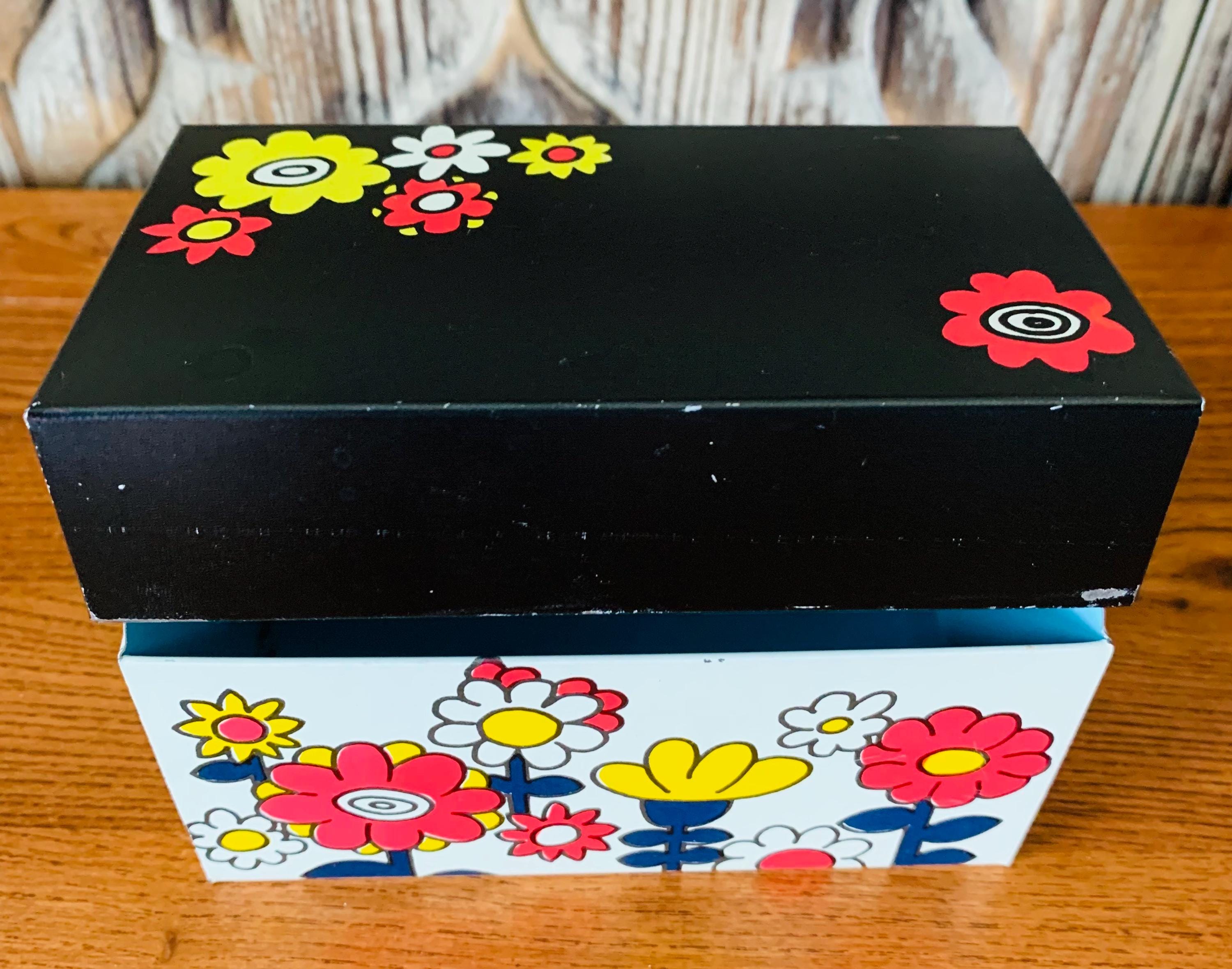 【希少】 ly painter 本人手作り DIK BOX Vintage Ohio Art Company Metal Recipe Box With Crazy Daisy Pattern