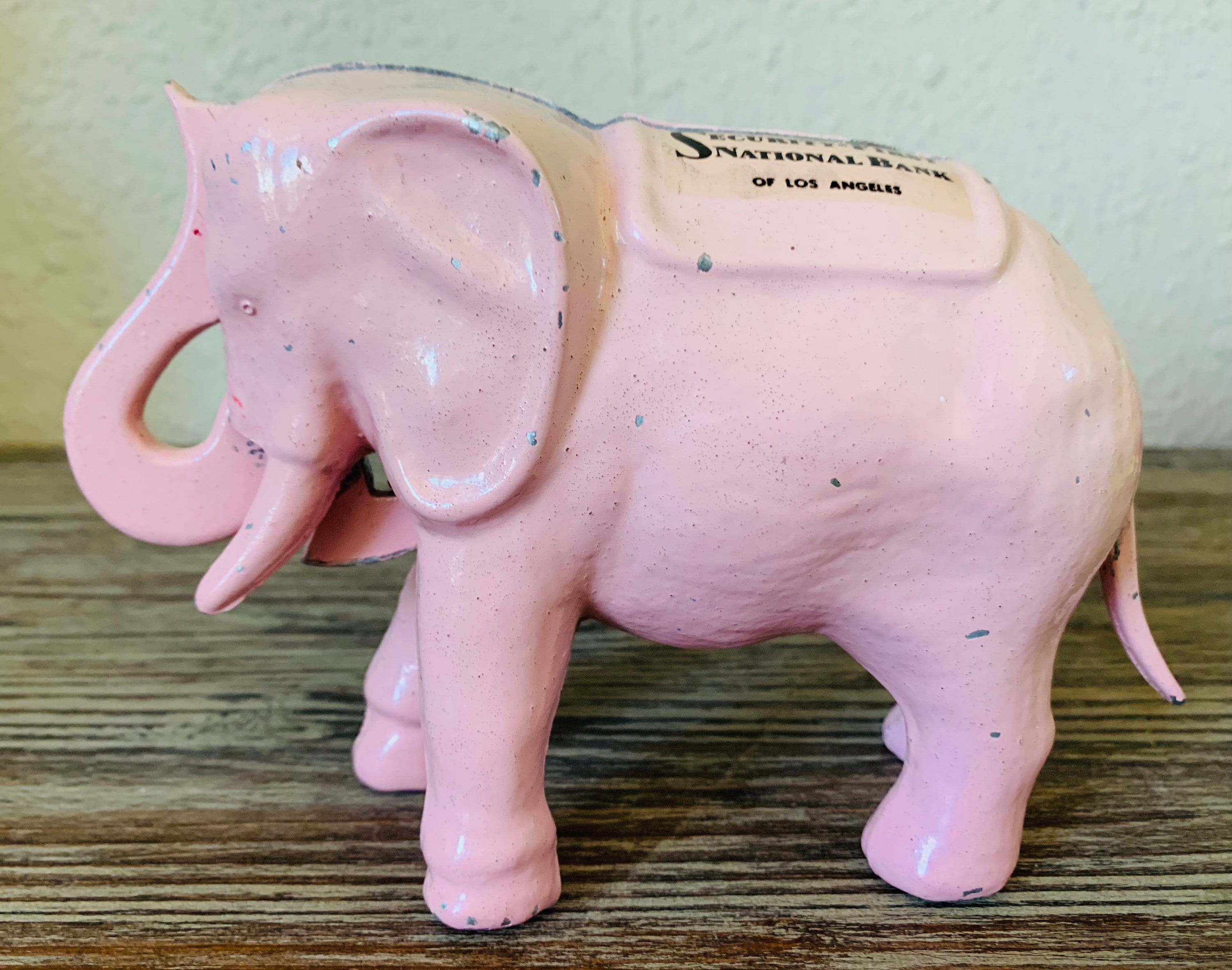 Vintage Pink Elephant Cast Metal Mechanical Piggy Bank Etsy