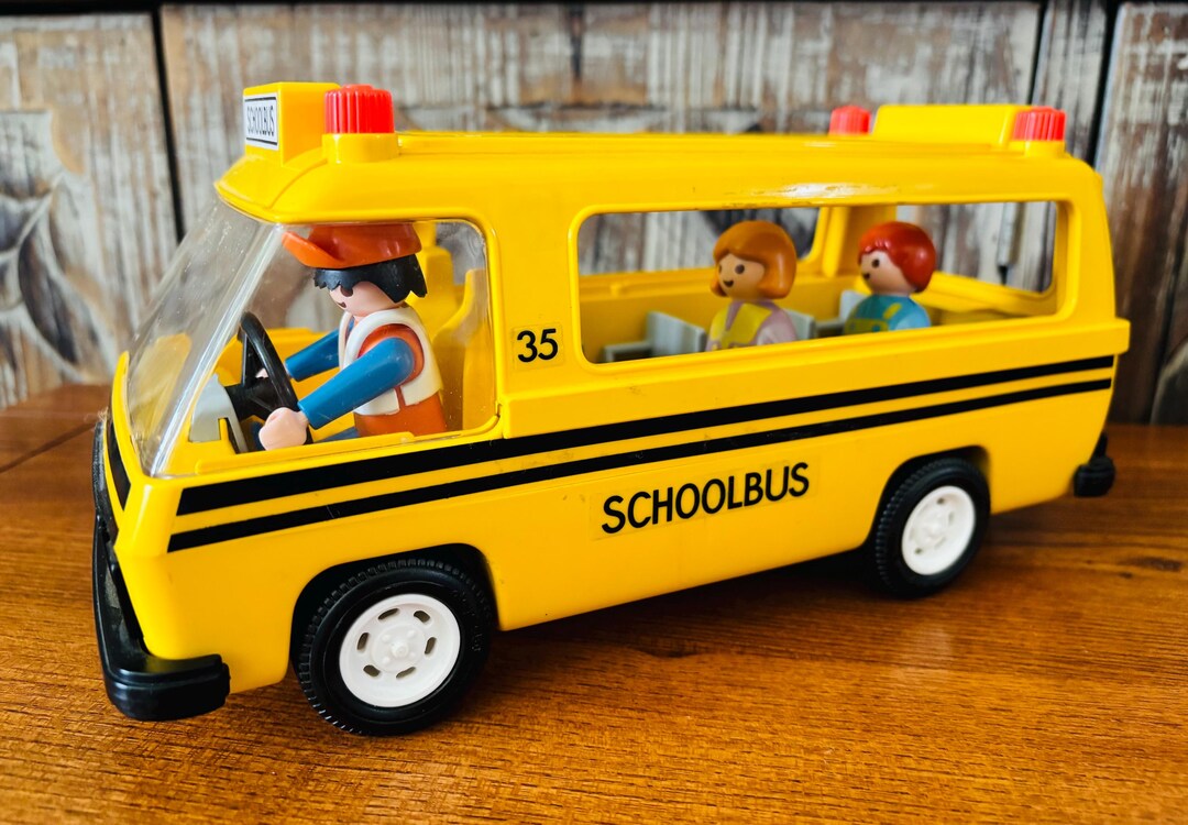 Vintage Playmobil School Bus/model 3170 With Bus Driver and 2