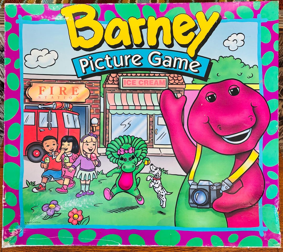 【☆S☆】Barney3点セット Vintage Barney Picture Board Game - the Purple Dinosaur by Parker