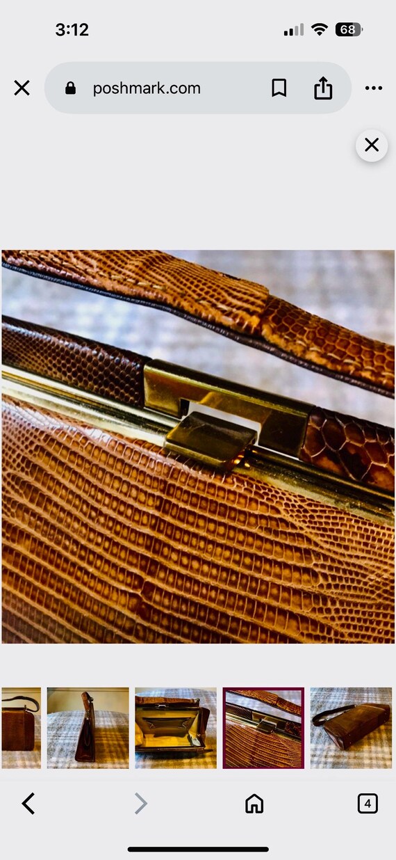 Vintage Authentic Python Snakeskin Frame Box Hand… - image 4