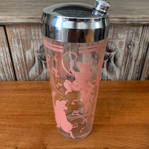 Vintage Dancing Singing Musical Pigs Glass Cocktail Shaker