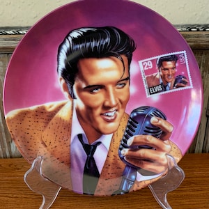 Vintage Elvis Presley The Rock and Roll Legend Ceramic Collector Plate #17198 E (Commemorating the King) by Bradex Delphi 1993