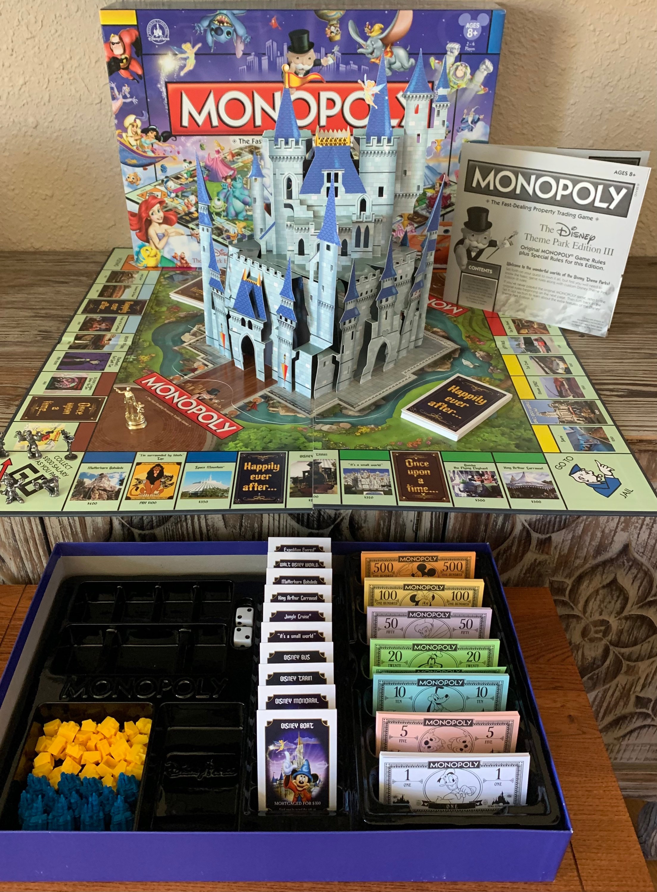 The Disney MONOPOLY Theme Park Edition III Board Game With Pop-up Disney  Castle by Usaopoly and Hasbro 