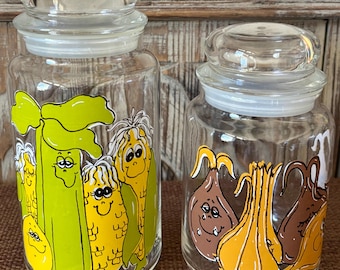 Vintage Hildi Offering of Clear Glass Anthropomorphic Vegetables