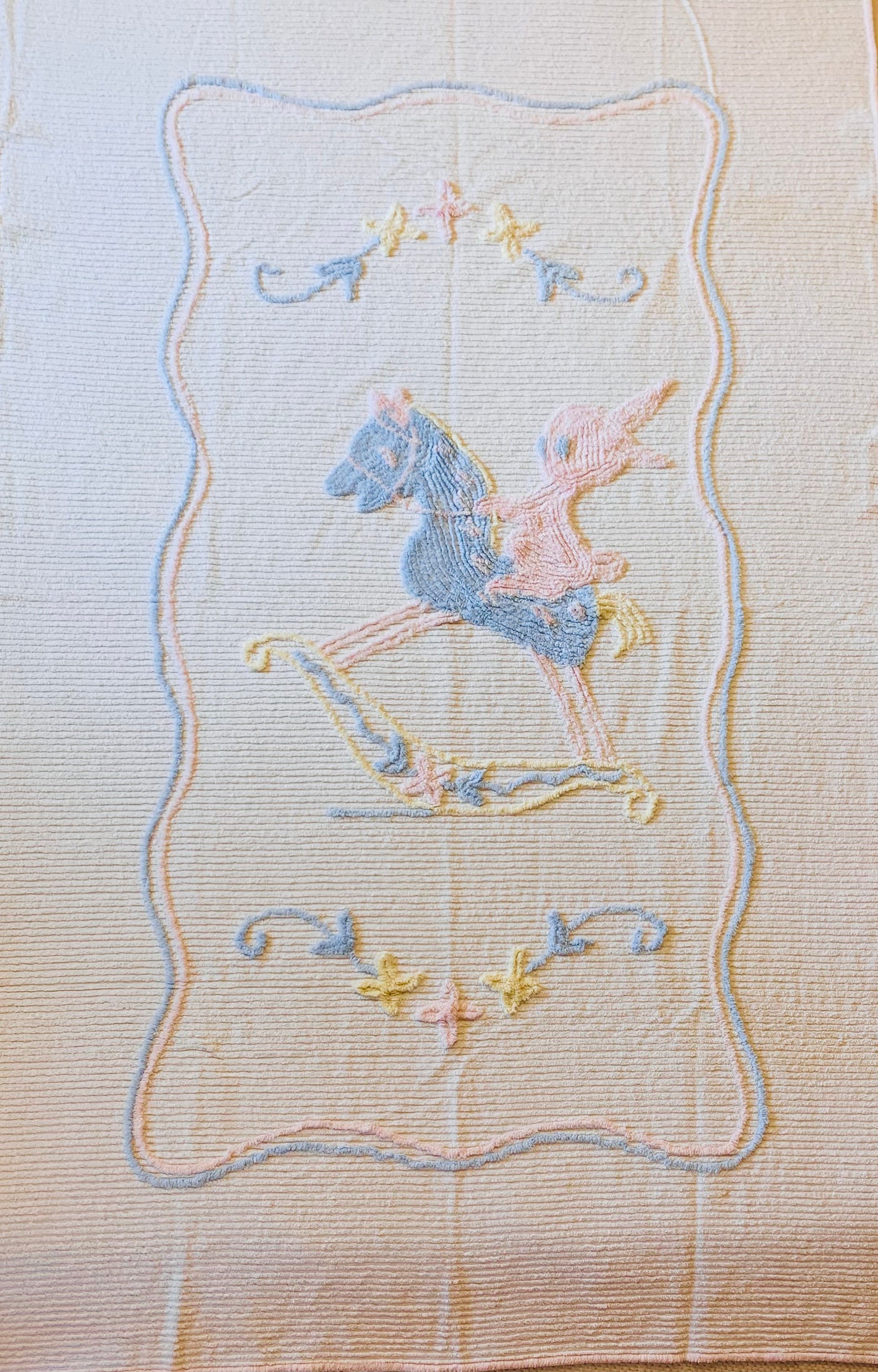 Vintage Chenille Baby Crib Blanket/bedspread With a Pink Bunny Etsy