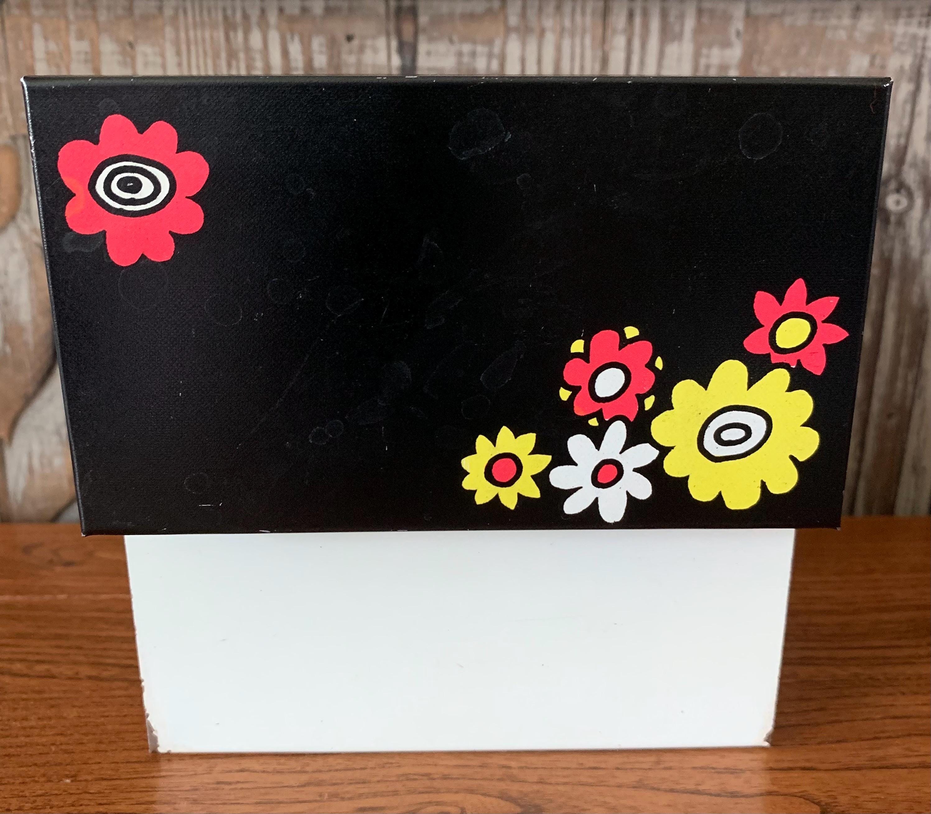 Vintage Ohio Art Company Metal Recipe Box With Crazy Daisy Pattern