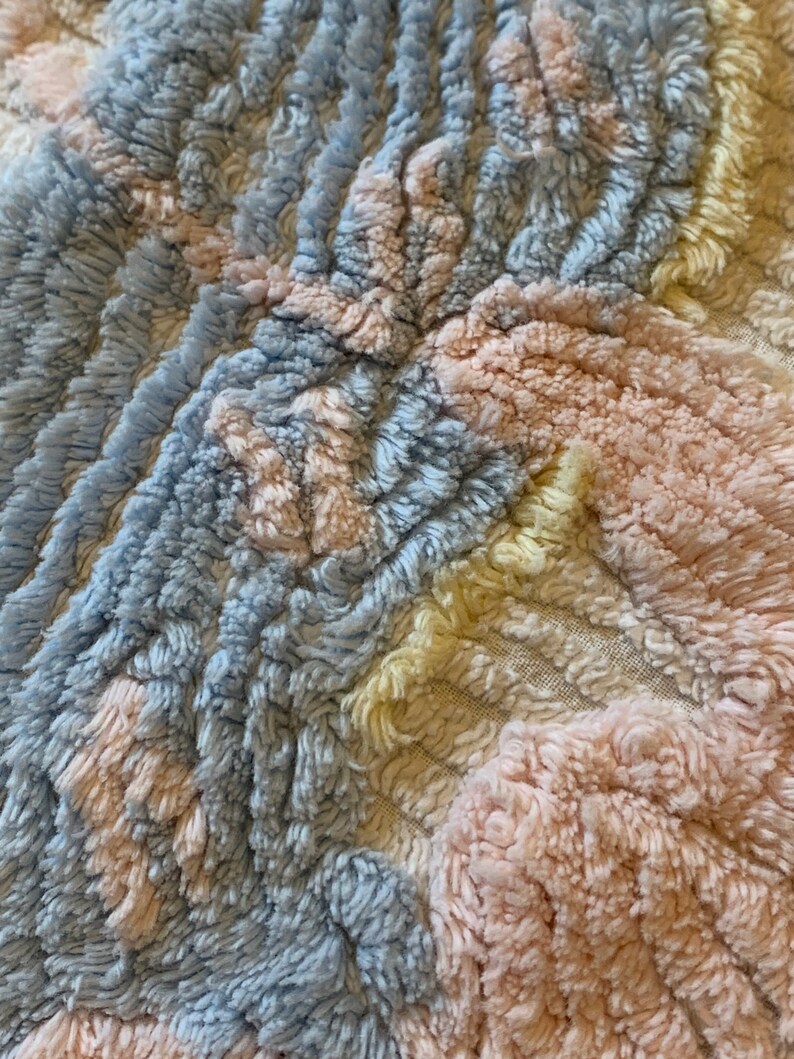 Vintage Chenille Baby Crib Blanket/bedspread With a Pink Bunny Etsy