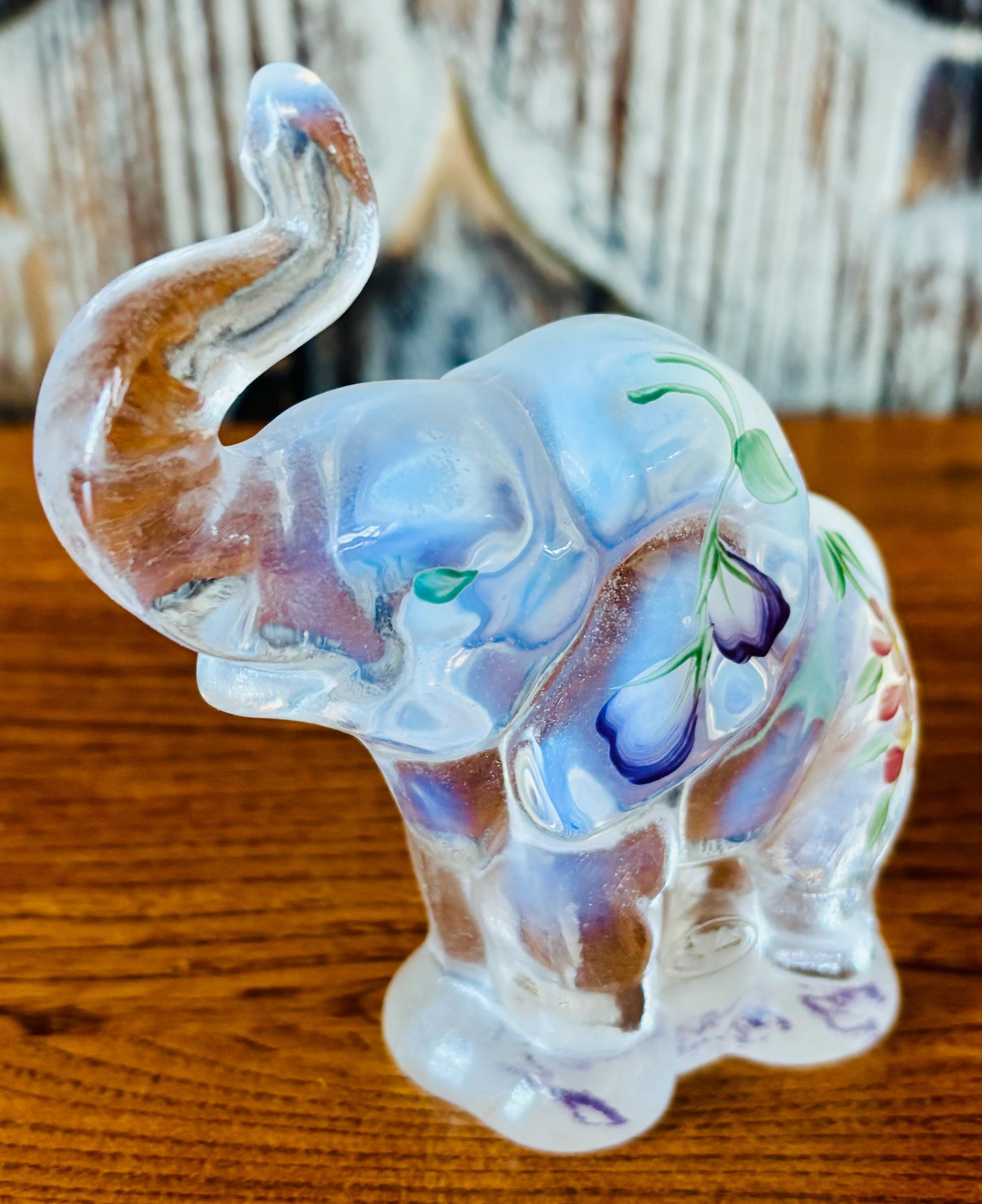 Signed Glass Elephant - Etsy