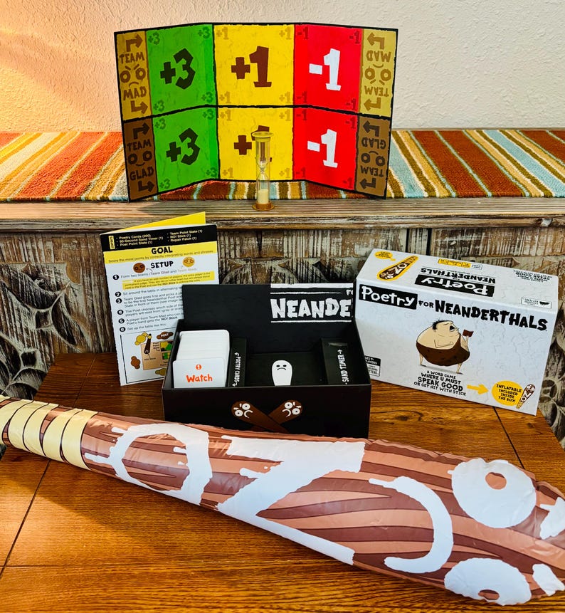 Poetry for Neanderthals Board Game with Inflatable Bat by Exploding Kittens bild 1