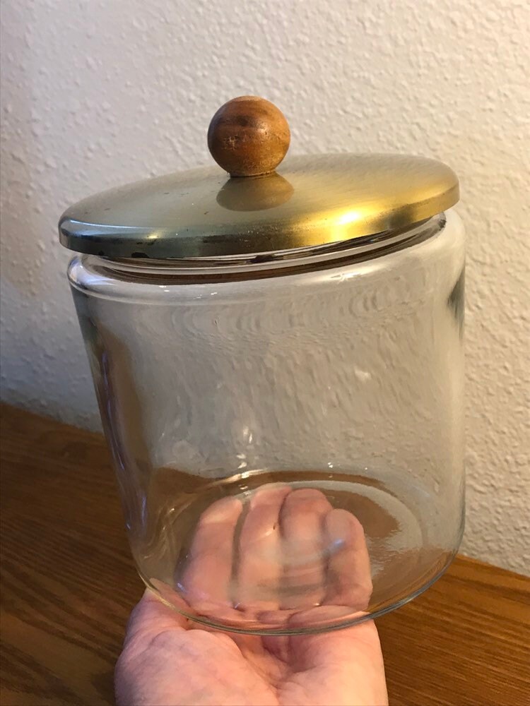 Vintage Glass Humidor/Tobacco Jar with Brass Lid Etsy