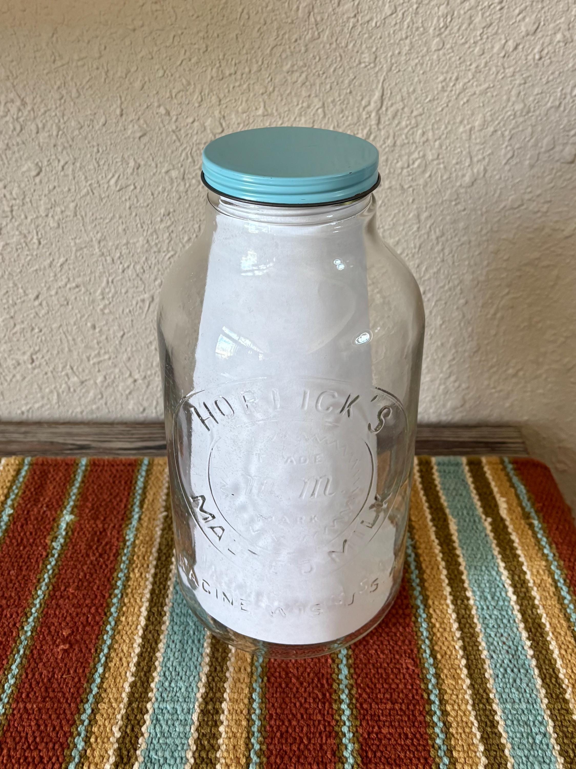 Vintage Horlick's Malted Milk MCM Clear Glass Jar/bottle From