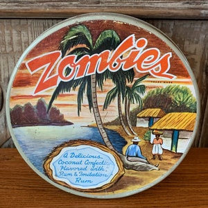 Vintage Zombies Coconut w/Rum Cookies Metal Tin Container