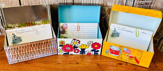 Vintage Metal Recipe Box Offering of Ohio Art, Hallmark and