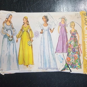 Cartamodello Simplicity 9260 Vintage 1971 per abito da sposa, taglia 16, busto 38.